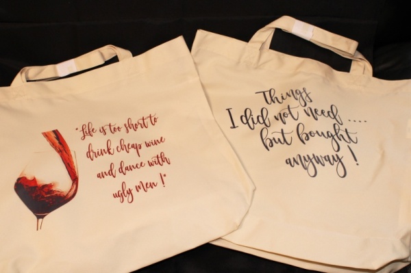 Printed Long Handled Tote Bag - Wine Themed Humour